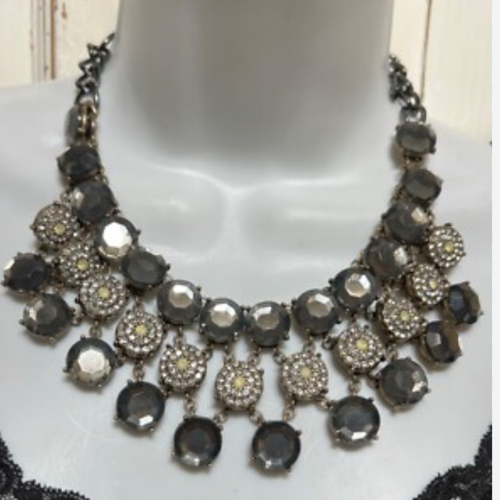 Zara Silver and Black Statement Necklace